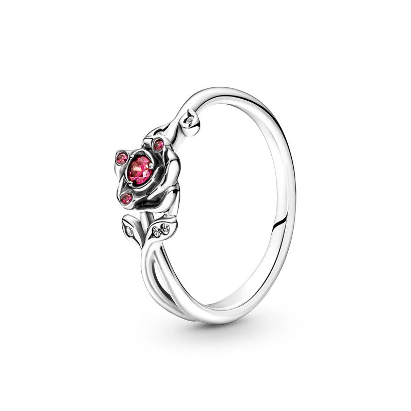 Fashion 925 Sterling Silver Pink Heart Rose