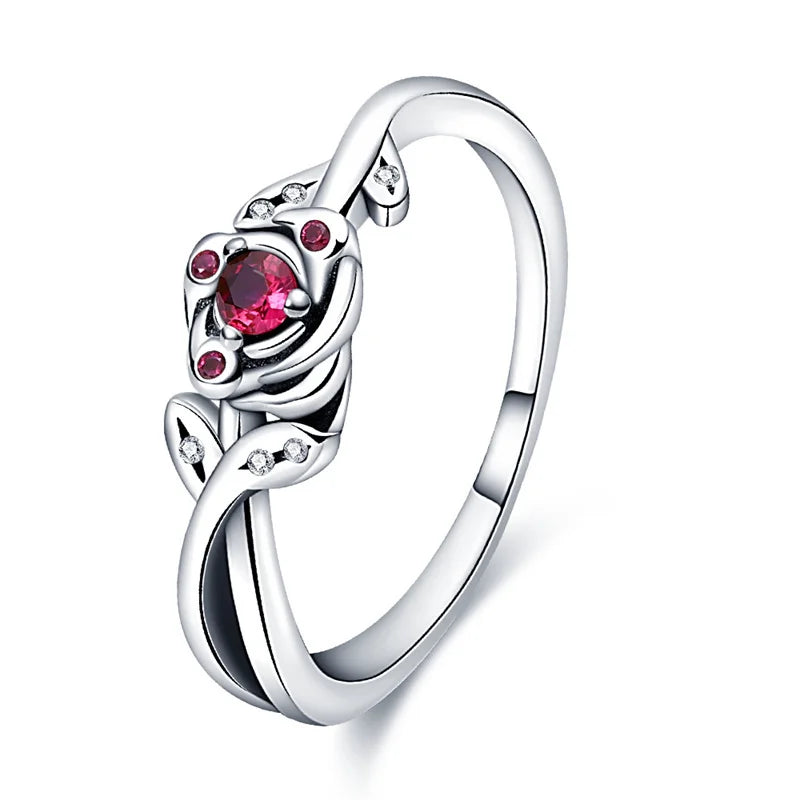 Fashion 925 Sterling Silver Pink Heart Rose